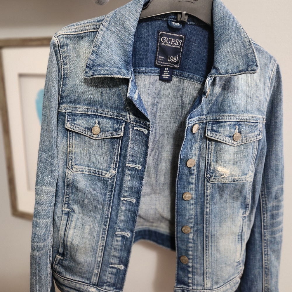 GUESS Light Blue Distressed Denim Jacket